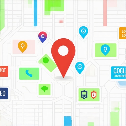 AR-enhanced Local Map with Business Highlights Futuristic map displaying augmented reality overlays for local SEO