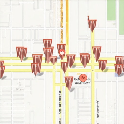 Advanced Local SEO Mapping and Analytics Digital map showing local business locations with SEO analytics overlays