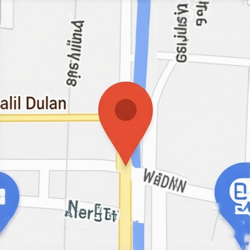 Google Maps Local SEO Focus Local business highlighted on Google Maps with SEO annotations.