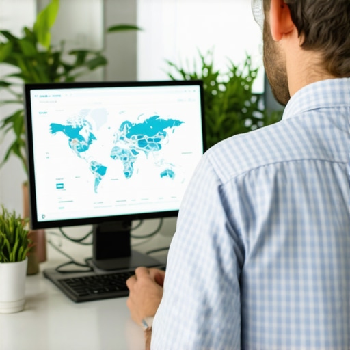 Business owner reviewing local SEO analytics on a digital dashboard