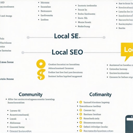 Infographic showing local SEO tactics for 2025 including schema, mobile, and community engagement.
