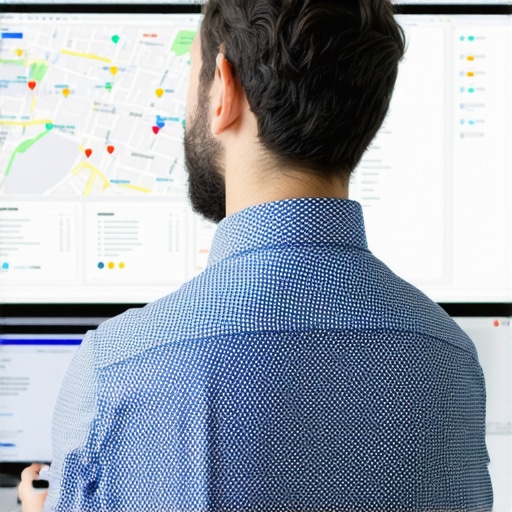 Business owner reviewing Google Maps rankings and analytics tools