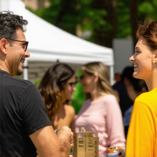 Community Engagement in Local SEO Business owner participating in local neighborhood event, fostering community ties