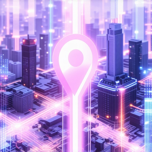 Futuristic digital city map showing location markers and analytics overlays