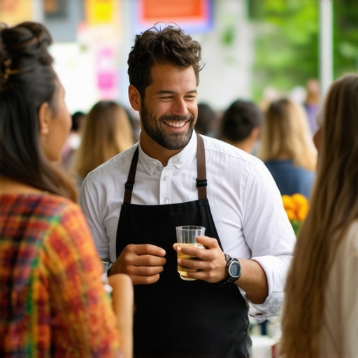 Community Engagement for Local SEO Power Business owner participating in local community event