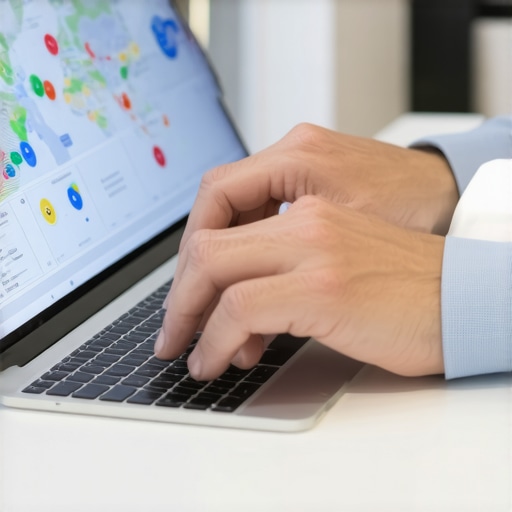 Data-Driven Local SEO Strategies Person analyzing local SEO data and maps on a laptop screen