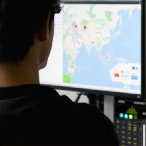 Data-Driven Local SEO Strategy Business owner reviewing analytics and maps to improve local search rankings.