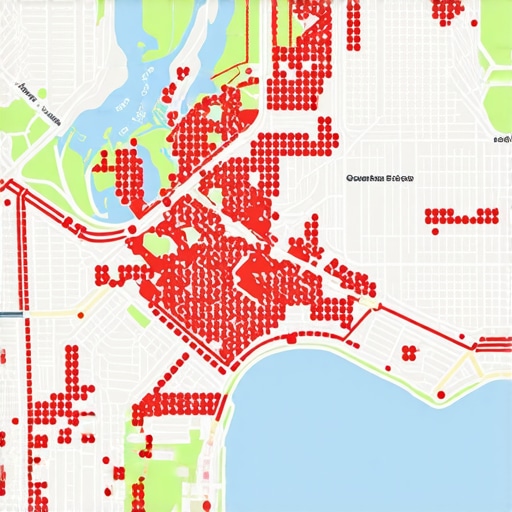 Geo-Targeted Data Visualization for Local SEO Map showing geospatial data points with demographic insights for local search optimization.