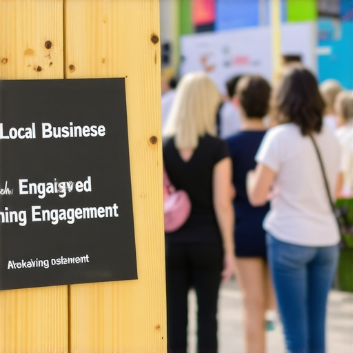 Local Community Event Branding People at a community gathering with local business banners