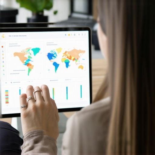 Local SEO Data Analytics Dashboard Business owner reviewing local search analytics on digital dashboard