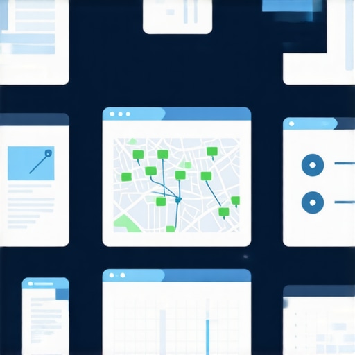 Visual Representation of Local SEO Tactics Illustration of local SEO strategies with maps, analytics dashboards, and digital devices.