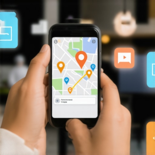 Voice Search and Local Map Optimization Person conducting voice search for nearby businesses on a smartphone.