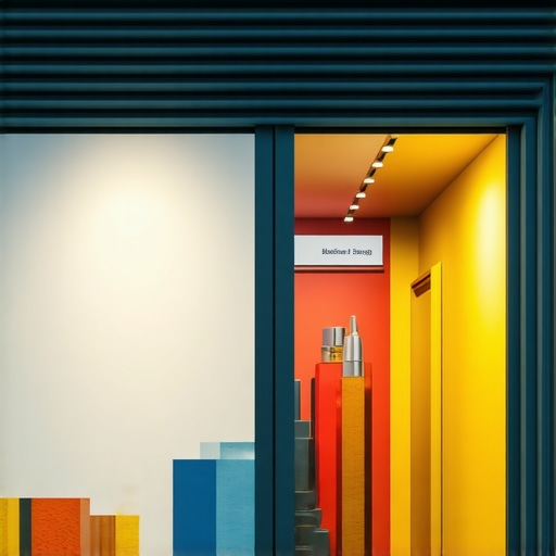 A modern storefront with augmented reality features displaying virtual 3D scans and inventory in an urban neighborhood