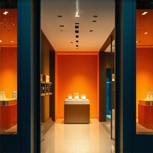 AR-enhanced storefront experience A storefront with augmented reality features projecting digital overlays into a busy downtown street scene