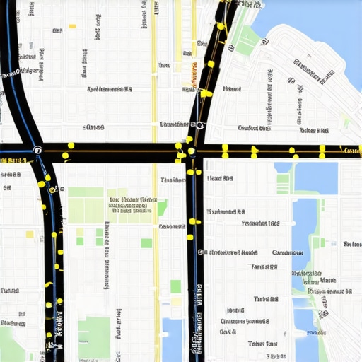 Advanced Geospatial Data Visualization for Local SEO Map with data points showing customer locations and competitor zones, representing geospatial analytics.