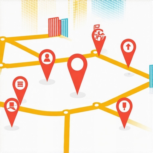 Future of Local Search Visualization Futuristic map with augmented reality overlays showing local businesses and landmarks.