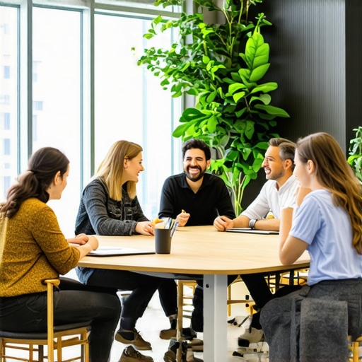 Team of local business owners and community partners collaborating in an office setting.