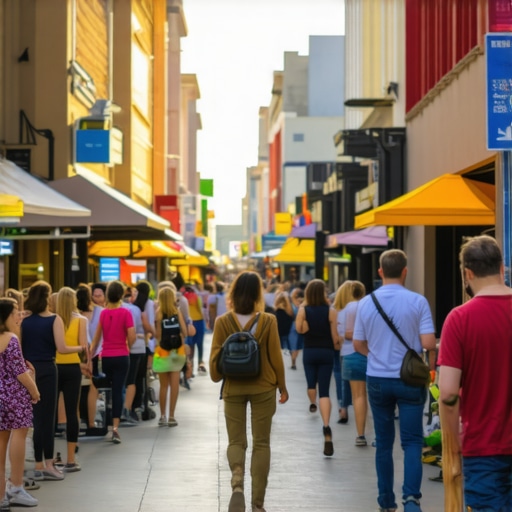 Illustration of interconnected local businesses collaborating within a community