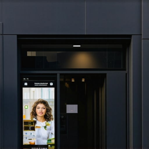A storefront with AR displays and digital signage showcasing advanced local marketing techniques