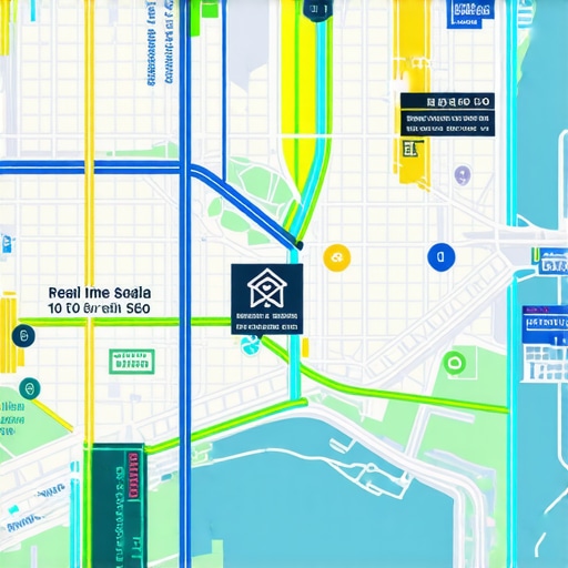 Real-Time Local Data and AR in Map Pack Dominance Digital map with AR overlays and live data signals enhancing local business visibility