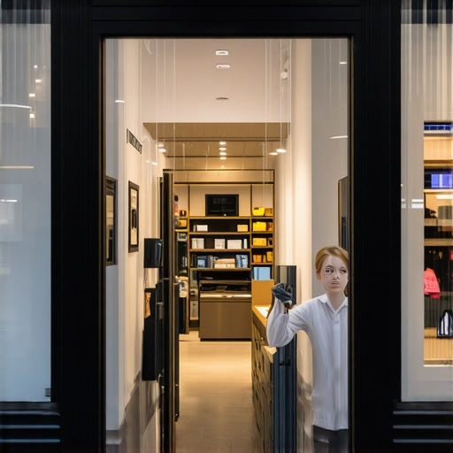 Storefront with AR digital overlay showing real-time inventory and foot traffic data.