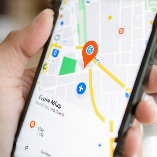 Smartphone displaying an interactive Google Maps interface with AR features and local business info.