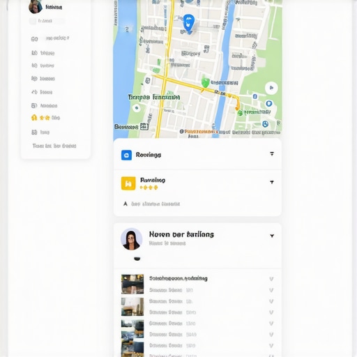 Online map with highlighted local businesses and review scores
