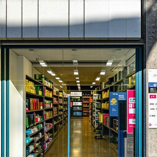 Storefront complemented with augmented reality overlay displaying inventory and traffic data for better local visibility.