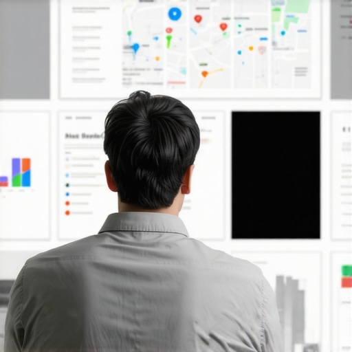 A digital dashboard displaying various local SEO signals, analytics, and maps for strategic decision-making.