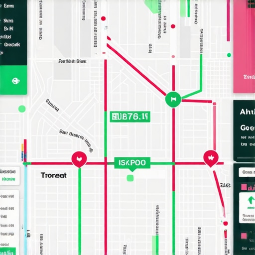 A digital map with AR overlays illustrating neural network analysis for SEO
