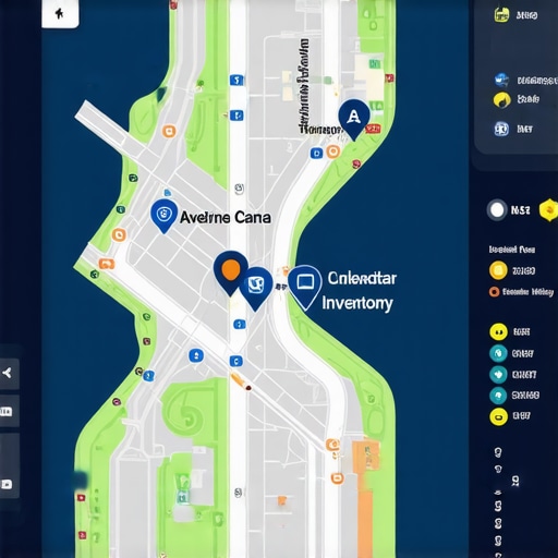 A digital map interface displaying real-time local data, augmented reality features, and engagement signals.