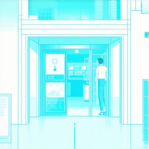 Illustration showcasing a storefront with digital signals and AI tools symbolizing cutting-edge local SEO tactics.