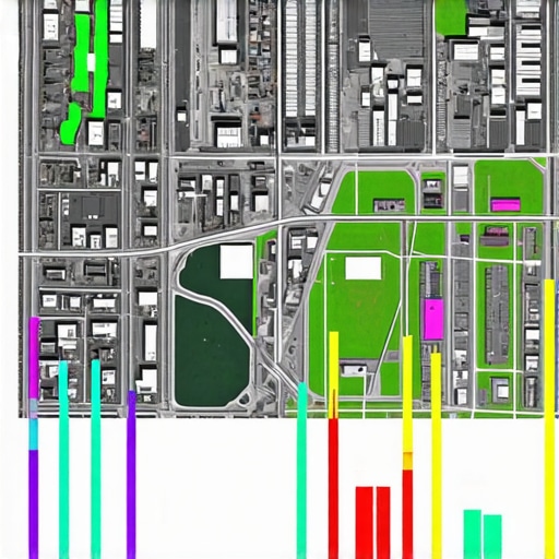 A detailed 3D model of a storefront with augmented reality overlays showing spatial data integration.