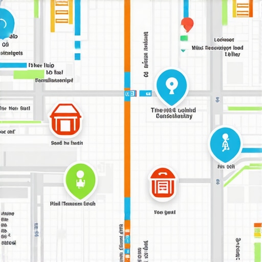 Digital map showing biometric and AR elements representing advanced local SEO signals.