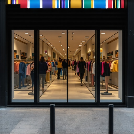 Augmented reality view of interactive local business storefronts in a bustling street.