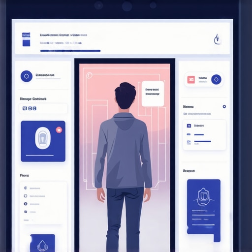 A conceptual image of a digital storefront utilizing biometric verification and spatial mapping technology for advanced local SEO.