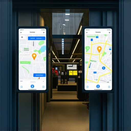 Storefront equipped with augmented reality and sensor devices for enhanced local visibility.