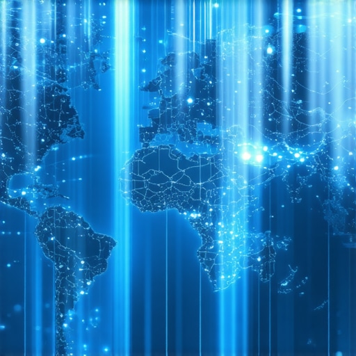 Futuristic digital map with neural network connections analyzing physical store data.