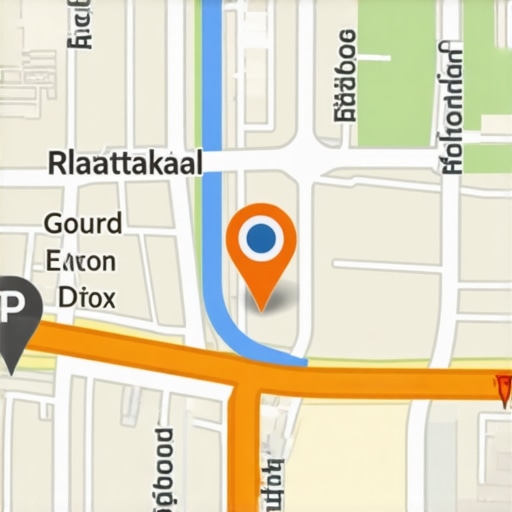 Map illustration with overlays of live foot traffic and event indicators impacting local SEO