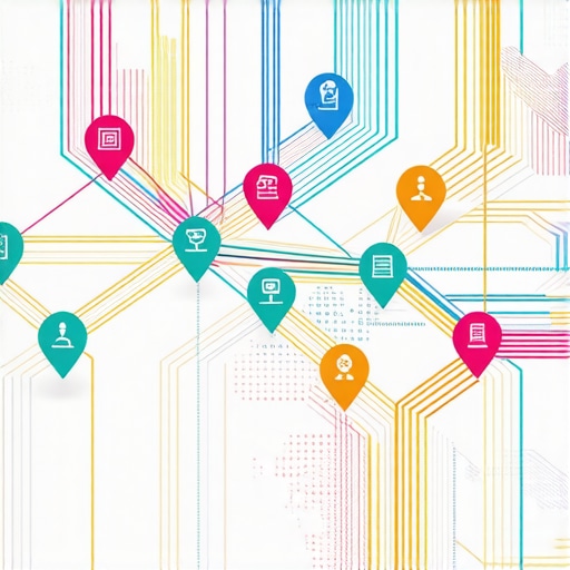 A digital map showing interconnected local businesses and landmarks representing semantic local entity networks.