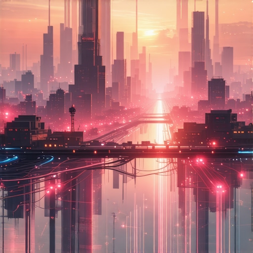 Future of Maps SEO with Sensor Networks Conceptual image showing interconnected sensors and data flows in an urban environment