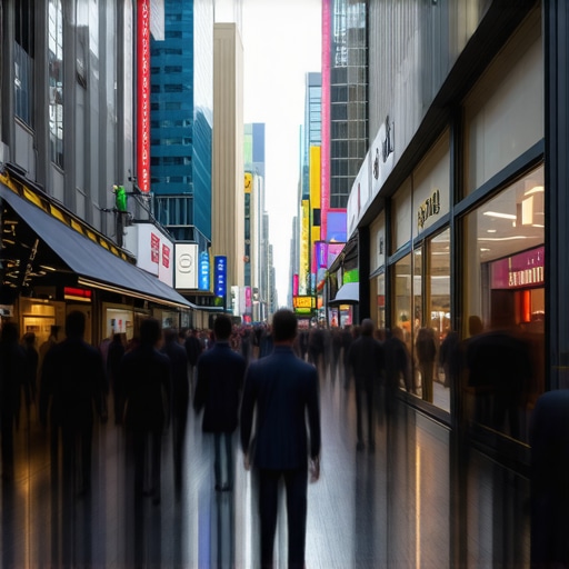 Immersive Technologies in Local SEO Cityscape with augmented reality overlays showcasing digital storefronts for enhanced local search visibility.