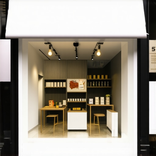 Modern storefront with digital overlays representing virtual images and AR features.