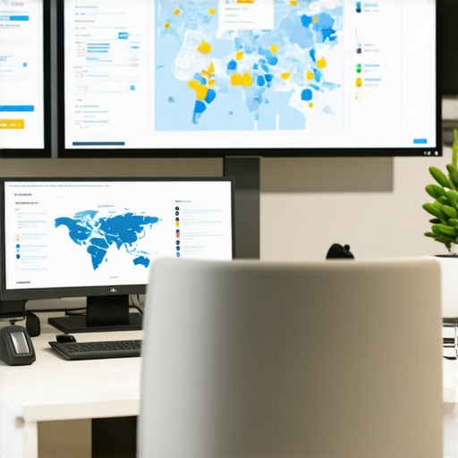 Digital maps and data analytics on computer screens demonstrating advanced local SEO techniques.